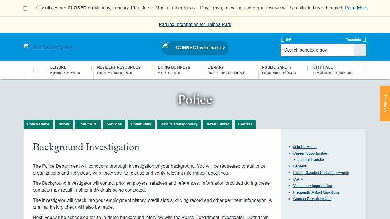 Background Investigation | City of San Diego Official Website